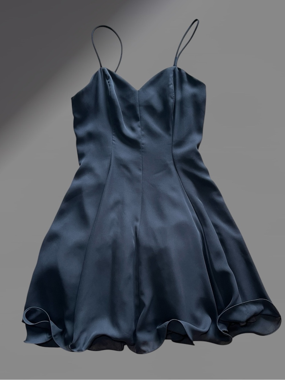 Vintage Hampton Nites Black Satin Boned Mini Dress Sz 10
